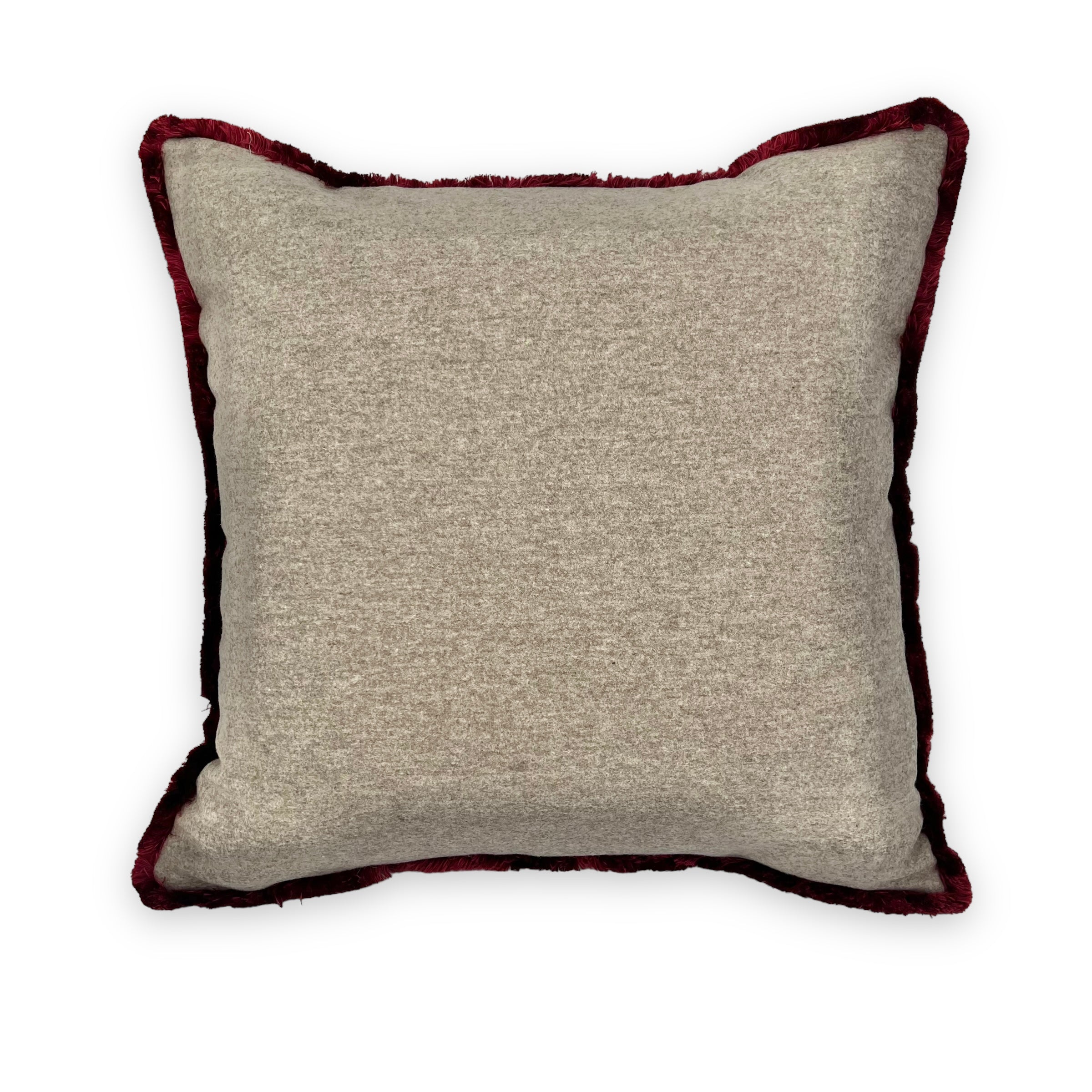 Loro Piana Interiors Burgundy Fringe Square Pillow
