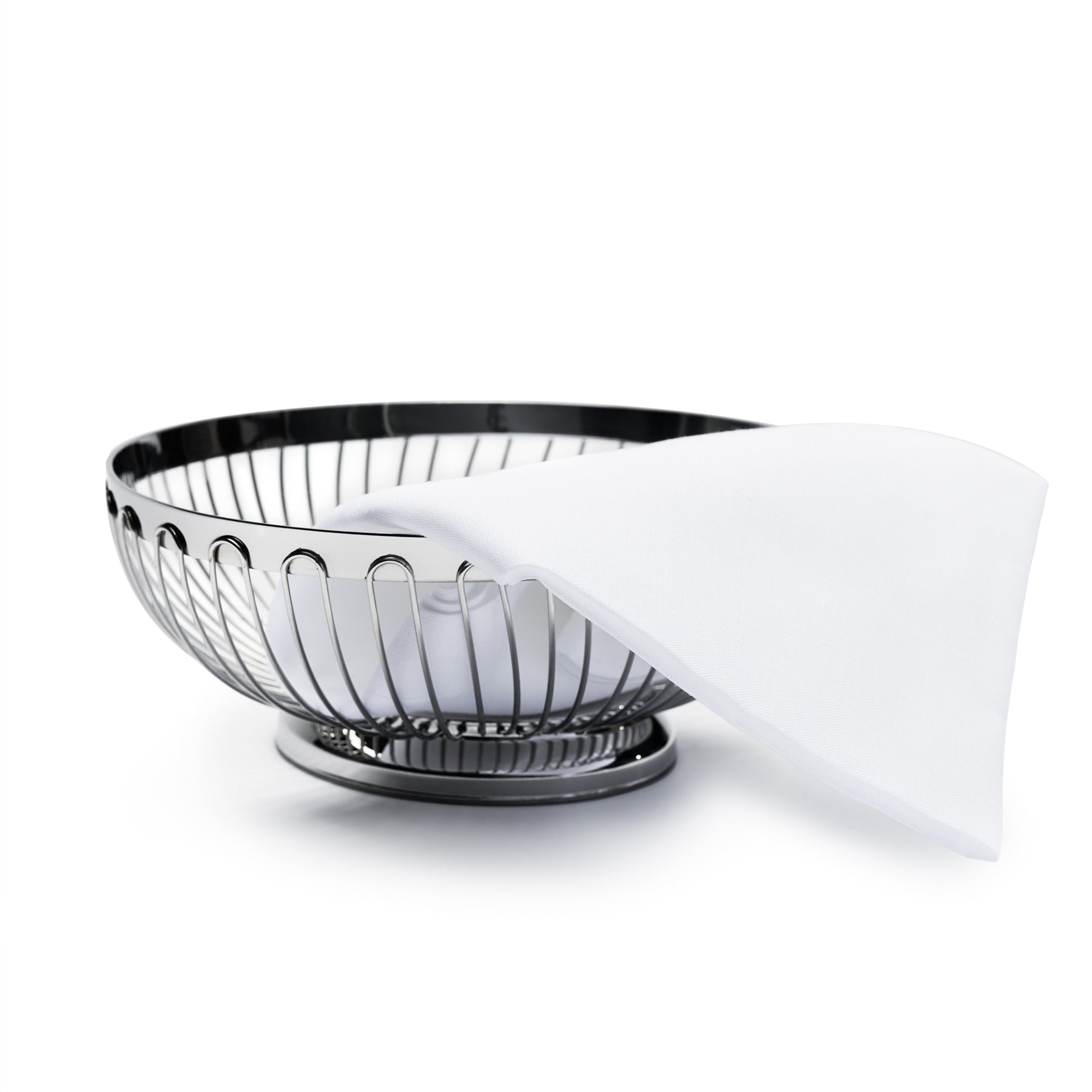 French Linen Bread Basket, White Stripe — etúHOME