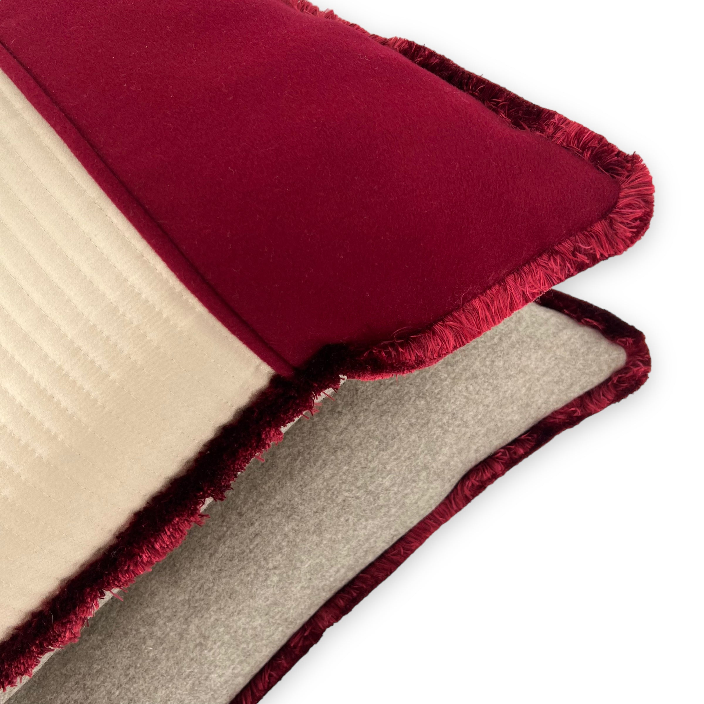 Loro Piana Interiors Burgundy Fringe Square Pillow