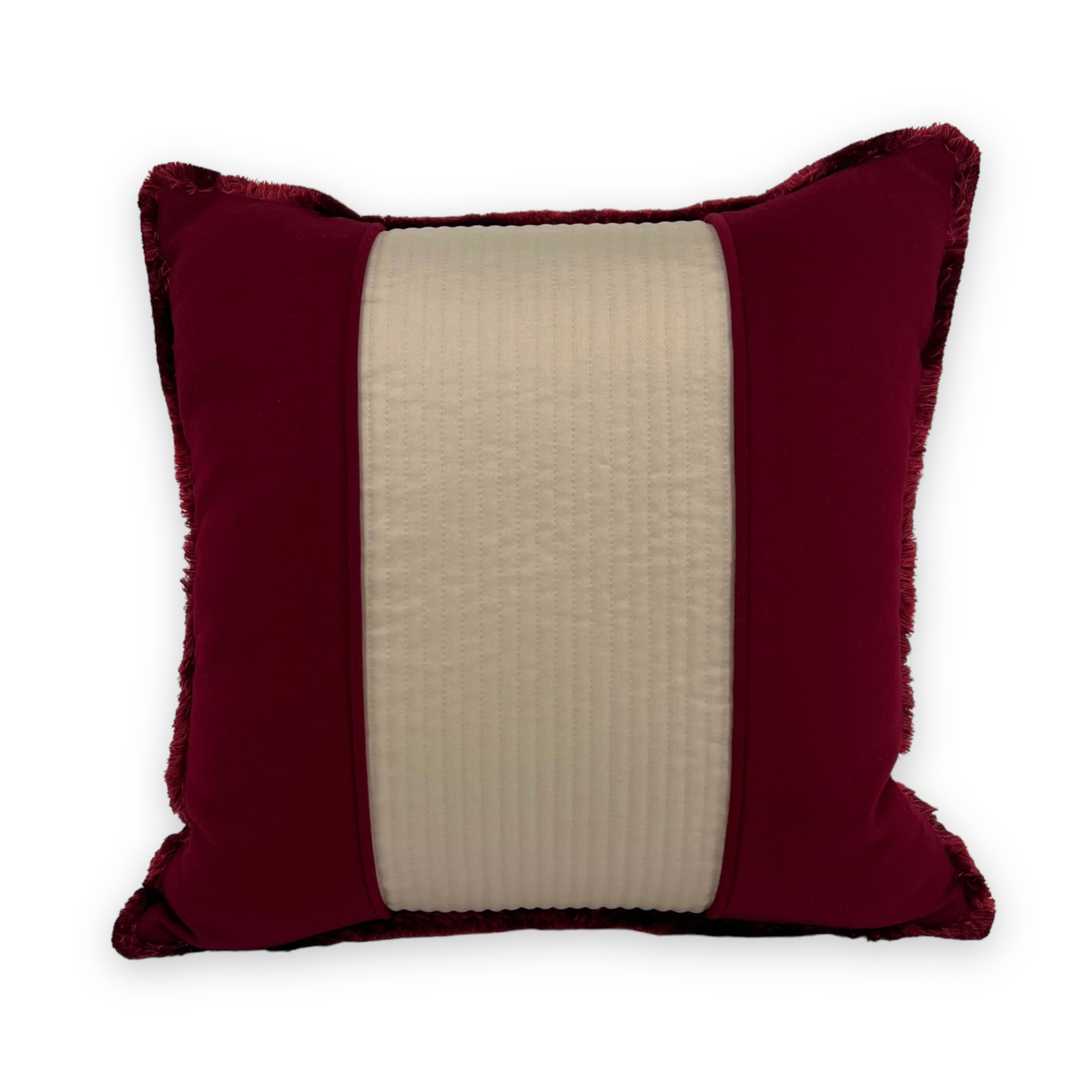 Loro Piana Interiors Burgundy Fringe Square Pillow