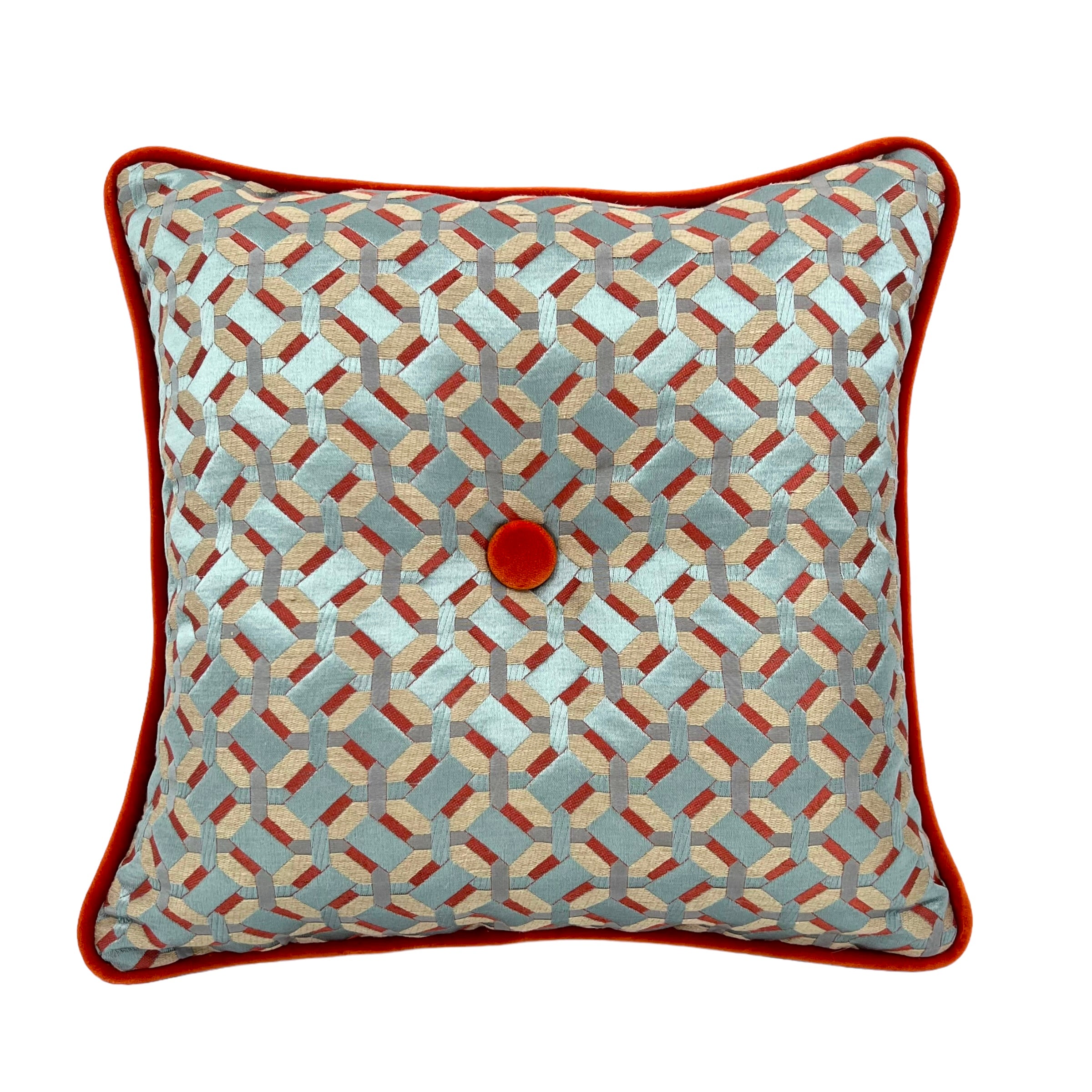 Coral Cabochon Button Square Pillow