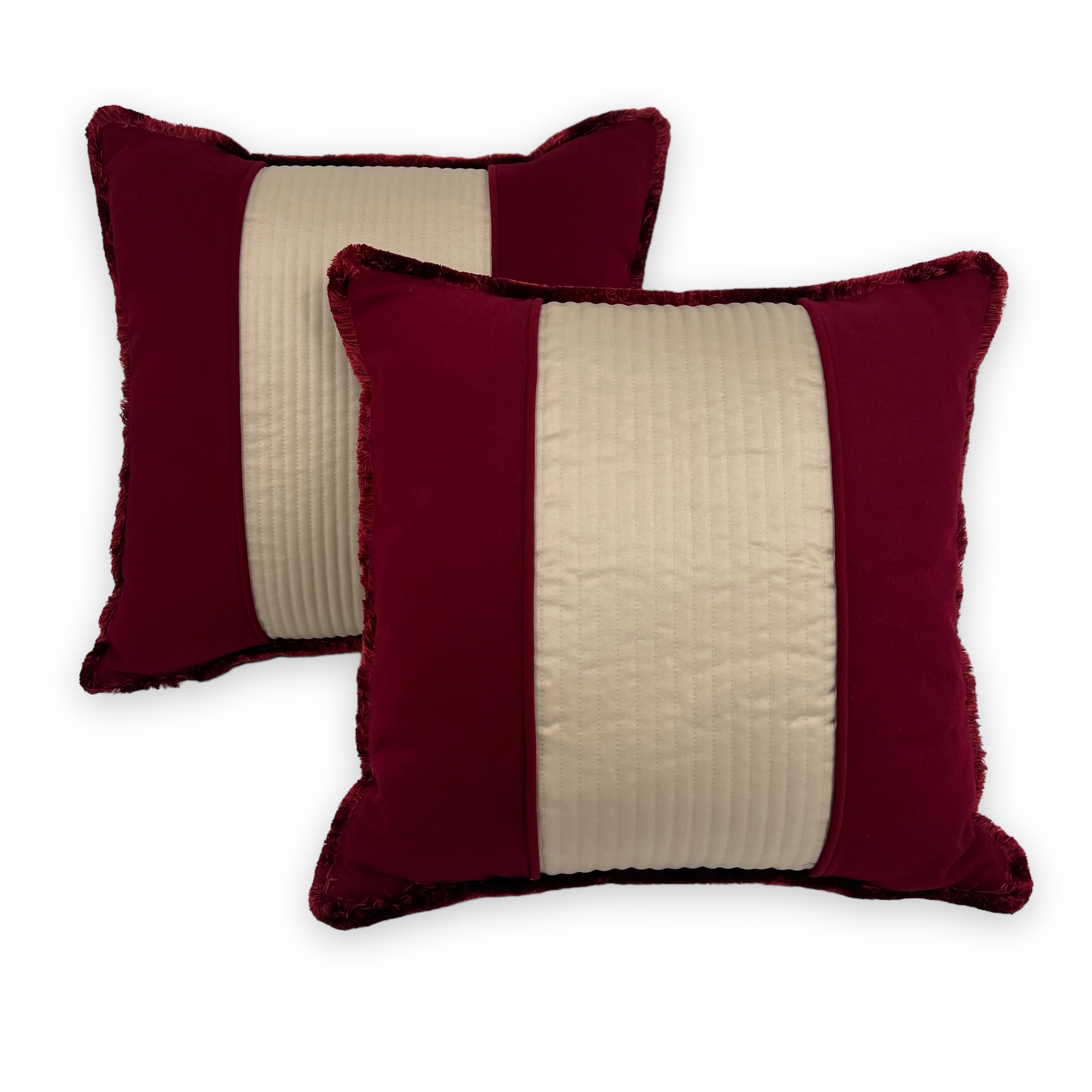 Loro Piana Interiors Burgundy Fringe Square Pillow