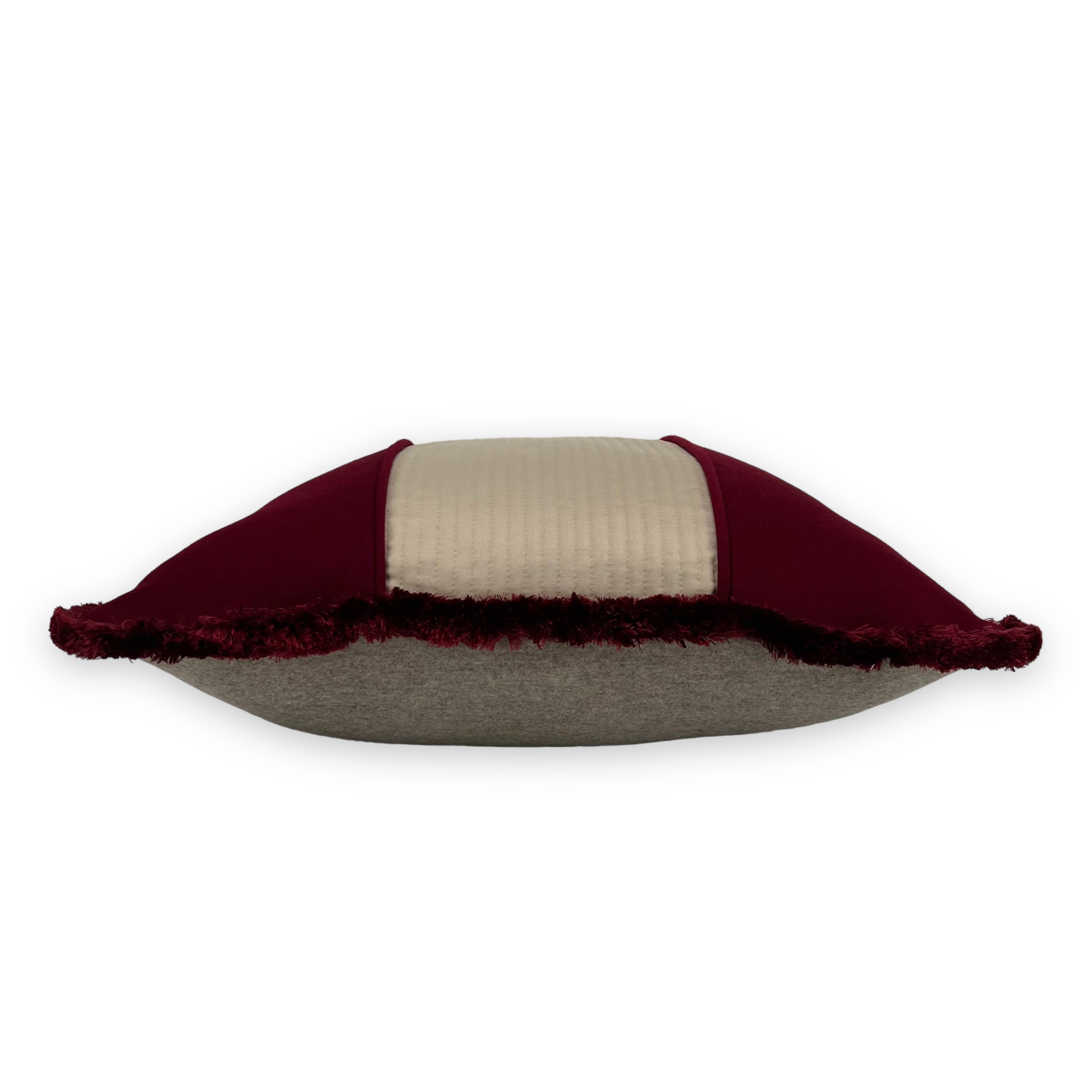 Loro Piana Interiors Burgundy Fringe Square Pillow