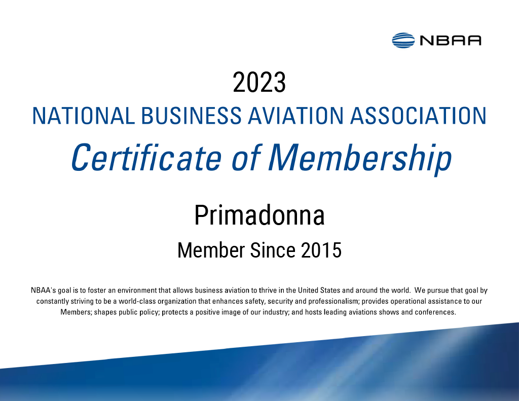 NBAA Certificate of Membership